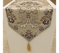 Chemin de table de luxe en jacquard européen, drapeau de lit, tendance, fournitures de décoration ménagère, sets de table (café, 32 x 210 cm)