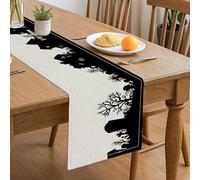 Chemin de table de maison hantée, silhouette effrayante noire, décoration d'Halloween pour maison, réunions de famille, vacances, fournitures de fête, 33 x 183 cm