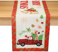 Chemin De Table De Noël,180x35cm Table De Noël En Treillis De Camion Rouge Pour Mariage Baby Shower Fête D'anniversaire Décoration De Table
