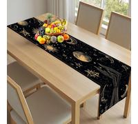 Chemin de Table de Noël 30x140cm Astrologie Lune Décoration de Table Céleste Soleil pour Fête et Dîner d'hiver Espace Étoile Nappe de Noël Décorative