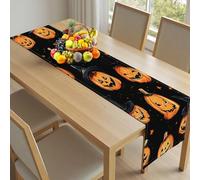 Chemin de Table de Noël 30x140cm Halloween Citrouille Décoration de Table Dessin Animé Chapeau pour Fête et Dîner d'hiver Mystique Ciel étoilé Nappe de Noël Décorative