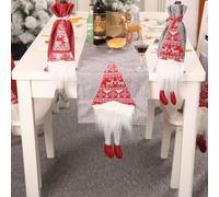 Chemin de table de Noël avec pieds suspendus et motif Rudolph pour améliorer l'atmosphère des repas de vacances et les paramètres de style rustique (gris)