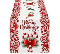 Chemin de Table de Noël Candy Cane 33 x 183 cm Décor de Table Noël au Sucre | Décor de bureau saisonnier accessoires fête pour Maison Cuisine Salle à Manger Restaurant Café Ferme et Fête No