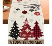 Chemin de table de Noël,chemins de table de Noël | Nappe de Noël Couverture de table rustique pour arbre de Noël,chemins de Noël, longue décoration de table à manger pour table à manger de cuisine