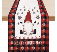 Chemin de Table de Noël, Nappe de Noel Rectangulaire, Lin Rouge et Noir de Buffle à Carreaux de Nappe de Table Noel Winter Deco de Table Noel,Décoration de fête de Noël, 33x183CM (C)