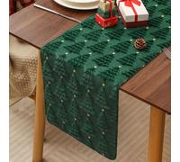 Chemin de Table de Noël, Nappe en Peluche avec Sapins de Noël et Étoiles, Décoration Festif de Table pour la Maison, la Cuisine et Les Fêtes (33 X 183 Cm)