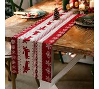 Chemin de table de Noël rouge - 180 cm de long - En polycoton - Convient pour la décoration de Noël et les décorations de table qui contribuent à l'esprit de Noël