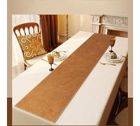 Chemin de table de qualité commerciale résistant à la chaleur et imperméable en cuir marron pour restaurants, commodes, meubles TV, tables basses 50 x 390 cm, idéal pour un usage domestique et
