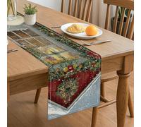 Chemin de table de vacances d'hiver, décoration de Noël rustique et confortable pour la maison, les dîners de famille, les fêtes saisonnières, 33 x 183 cm