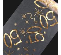 Chemin de table - Décoration de table d'anniversaire 50 ans - 10 m x 28 cm - Décoration de table d'anniversaire pour homme et femme - Découpable avec des ciseaux - Doré