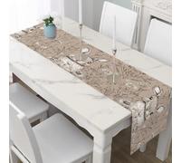 Chemin de Table Dessin Lapin Tischläufer de Noël 40x140cm, Christmas Nappe Décorative Style Pastoral Animal Décoration de Table d'hiver Floral Fleurie pour Festival