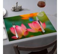 Chemin de table d'été avec libellule bleue perchée sur une fleur de lotus rose - Sets de table de Pâques (1 pièce)