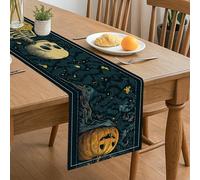 Chemin de table d'Halloween en forme de tête de mort, citrouille vintage foncé, décoration d'automne pour les réunions de famille saisonnières 33 x 183 cm