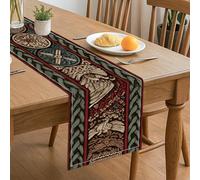 Chemin de table d'inspiration médiévale, motif floral vintage et orné, décoration d'automne pour cuisine, salle à manger, maison, réunions de famille, événements de vacances, 33 x 183 cm