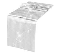 Chemin de table disco à paillettes argenté rétro années 70-80 - Décoration de table d'anniversaire, enterrement de vie de jeune fille, fête dansante (180 x 30 cm)