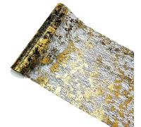 Chemin de Table Doré, Nappe à Paillettes Dorées Chemin de Table Tissu Polyester Nappe pour DIY Fête Mariage Anniversaire Décoration 28cm x 5m