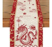 Chemin de table dragon chinois, 33 x 183 cm, nappe dragon chinois pour cuisine, salle à manger (chemin de table B)