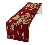 Chemin de table dragon chinois, Nouvel An chinois asiatique, dragon doré imprimé nuage pour maison, fête, cuisine, table à manger, 33 x 274,3 cm