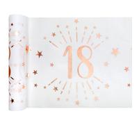 Santex Chemin de table intissé 7344-18-30 Blanc / Or rose étincelant 18 ans 30 cm x 5 m