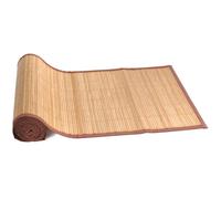 Chemin de table en bambou lattes marron naturel BambooMN avec bordure en tissu D coration d'int rieur marron avec bordure marron 1 pi ce