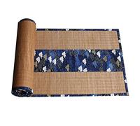 Chemin De Table en Bambou Naturel Japonais avec Motif d'impression De Tissu, Long Tapis De Table à Manger D'hôtel à La Maison, Antidérapant Set De Table Durable, Bleu/Or(Color:Une,Size:30×120cm)