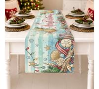 Chemin de table en coquillages de Noël côtier 33 x 183 cm
