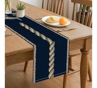 Chemin de table en corde torsadée - Élégante décoration vintage nautique pour salle à manger à la maison, réunions de famille, fêtes de vacances, bleu marine, 33 x 183 cm