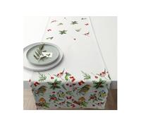 Chemin de table en coton oiseaux et baies 40 x 150 cm