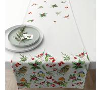 Chemin de table en coton oiseaux et baies 40 x 150 cm