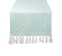 Chemin de Table en Coton tressé DII, Parfait pour l'été, Les fêtes et Une Utilisation Quotidienne. Diamant 15x72 Aqua