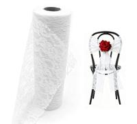 Chemin de table en dentelle blanche de 15 cm x 25 m avec ciseaux pour décoration de fête de mariage