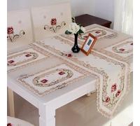Chemin de table en dentelle brodée florale en polyester pour décoration de table de salle à manger, nappe en gaze translucide, plusieurs S (1#)