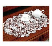 Chemin De Table en Dentelle Creuse Blanche, Tapis De Table à Fleurs Brodé De Style éyropéen, Isolation à La Maison Antidérapante Set De Table, Lavable(Size:50×70cm)