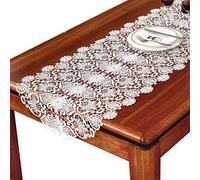 Chemin De Table en Dentelle Creuse Blanche, Tapis De Table à Fleurs Brodé De Style éyropéen, Isolation à La Maison Antidérapante Set De Table, Lavable(Size:50×150cm)