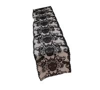 Chemin de table en dentelle en polyester avec motif tête de mort, parfait pour la décoration de salle à manger, les fêtes et les célébrations saisonnières