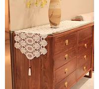 Chemin de Table en Dentelle Romantique Style français pour Meuble à Chaussures/Table à Manger en Bois/Meuble TV/Support de Piano avec Pompon (Dimensions : 40 × 260 cm)