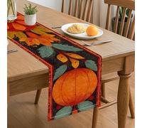 Chemin de table en forme de citrouille d'automne, feuilles florales vibrantes, décoration rustique pour cuisine, salle à manger, réunions de famille Action de grâce, 33 x 183 cm