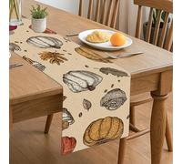Chemin de table en forme de citrouille d'automne - Motif feuille rustique - Décoration d'automne pour cuisine, salle à manger - Pour la maison, les réunions de famille, les fêtes de fin d'année - 33 x