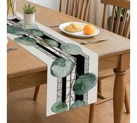 Chemin de table en forme de feuille, décoration botanique géométrique moderne pour cuisine, table à manger, parfait pour les réunions saisonnières et les événements à la maison, 33 x 183 cm