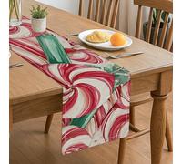 Chemin de table en forme de tourbillon de bonbons, rayures rouges et vertes, décoration de vacances, cuisine, salle à manger, maison, réunions de famille, fournitures de fête de Noël, 33 x 183 cm