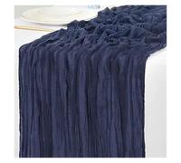 Chemin de Table en Gaze, décoration Salle à Manger, Rustique, Campagne, Plage, fête Mariage, décor , noël, 90x300CM(Deep Blue,90cmx300cm)