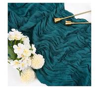 Chemin de Table en Gaze, décoration Salle à Manger, Rustique, Campagne, Plage, fête Mariage, décor , noël, 90x300CM(Lake Blue,90cmx300cm)