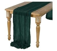 Chemin de Table en Gaze, décoration Salle à Manger, Rustique, Campagne, Plage, fête Mariage, décor , noël, 90x300CM(Dark Green,90cmx180cm)