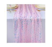 Chemin de table en gaze pailletée, Chemin de Table à paillettes multicolore 30x(183-275) cm, 2 pièces, for décoration fête(Pink,30x275cm)