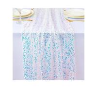 Chemin de table en gaze pailletée, Chemin de Table à paillettes multicolores, 2 pièces, plusieurs tailles for fête et mariage(White,30x275cm)