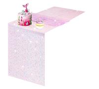 Chemin de table en gaze pailletée, Chemin de Table à paillettes sirène multicolore, 3 pièces, 30x183cm 30x275cm, décoration fête(Pink,30x275cm)