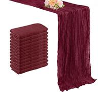 Chemin de Table en gaze transparente style Boho, rouge bordeaux, nappe rustique, pour mariage, fête de noël, réception nuptiale, décoration de la maison Vert de Noël