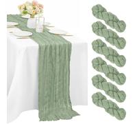 Chemin de Table en gaze vert sauge, style Boho rustique, bleu, rose, pour mariage, réception-cadeau pour bébé, fête d'anniversaire, décorations pour la maison Sage Green