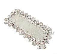 Chemin de table en lin de style européen avec bordure en dentelle, forme rectangulaire adaptée à différentes tables de maison (40 x 270 cm)