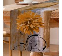 Chemin de table en lin épais 33×183 cm brun Vendos85